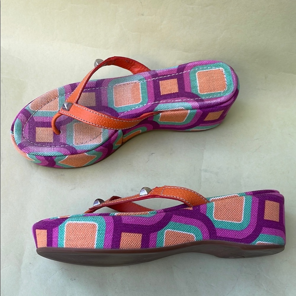 Vintage multicolored Prada Sandals with Geometric Pattern and Cushioned Sole - Picture 5 of 14